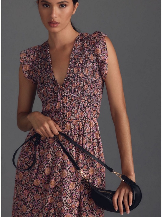 Anthropologie Dresses & Skirts - Anthropologie Mauve Floral Smocked Midi Dress